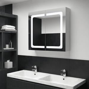 Dulap de baie cu oglindă și LED, 80x12,2x68 cm