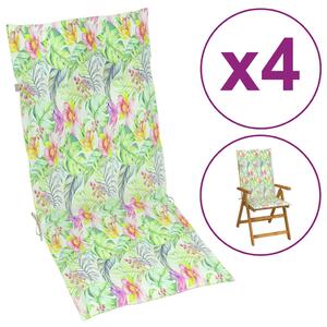 Perne scaun spătar înalt model frunze 4 buc. 120x50x3 cm textil