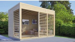 Pavilion-foișor lemn Bertilo Unico 2 cu podea 337x234 cm, natur