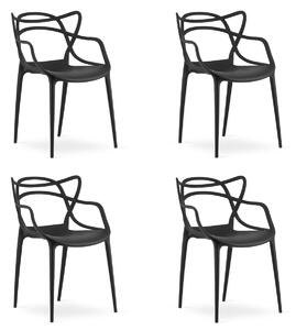 Set 4 scaune din plastic KATO, negru