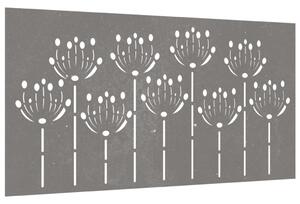 Decorație perete de grădină 105x55 cm design flori oțel Corten