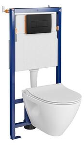 Set vas wc suspendat Mille Plus cu capac soft close, rezervor incastrat Tech Line Opti si clapeta negru mat