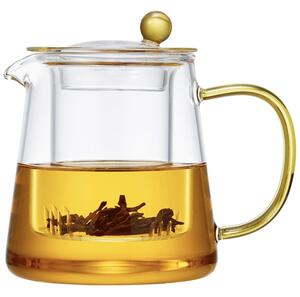 Set ceainic cu 2 cani, Quasar & Co.®, recipiente pentru ceai/cafea, 700 ml/2x300 ml, sticla borosilicata, transparent