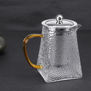 Ceainic, Quasar & Co.®, recipient pentru ceai/cafea cu infuzor si capac, 900 ml, sticla borosilicata/otel inoxidabil, transparent
