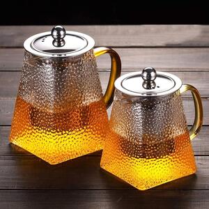 Set 2 ceainice, Quasar & Co.®, recipiente pentru ceai/cafea cu infuzor si capac, 1 x 650 ml, 1 x 750 ml, sticla borosilicata/otel inoxidabil, transparent