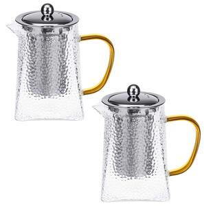 Set 2 ceainice, Quasar & Co.®, recipiente pentru ceai/cafea cu infuzor si capac, 2x750 ml, sticla borosilicata/otel inoxidabil, transparent