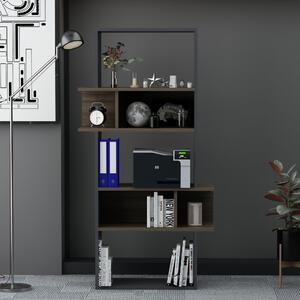 Biblioteca, Quasar & Co.®, mobilier living, 80 x 30 x 154 cm, MDF, negru/stejar antracit