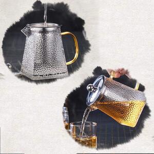Set 2 ceainice, Quasar & Co.®, recipiente pentru ceai/cafea cu infuzor si capac, 1 x 650 ml, 1 x 750 ml, sticla borosilicata/otel inoxidabil, transparent