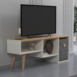 Comoda TV, Quasar & Co.®, mobilier living, 121 x 29.5 x 45 cm, MDF, alb/pin