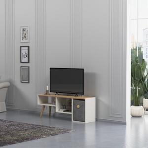 Comoda TV, Quasar & Co.®, mobilier living, 121 x 29.5 x 45 cm, MDF, alb/pin