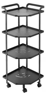 Raft universal depozitare, Quasar & Co.®, cu roti, 4 polite, pentru colt, 35 x 30 x 82 cm, metal, negru