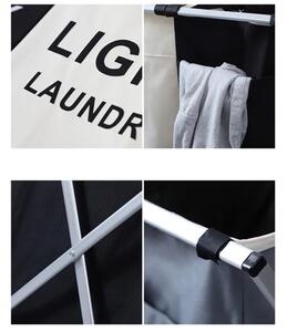 Cos de rufe, Quasar & Co.®, 2 compartimente, pliabil, aluminiu/textil, 60x38x60 cm, alb/negru