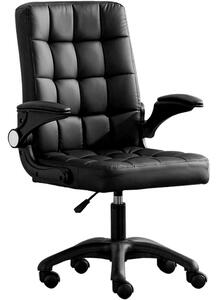 Scaun de birou, Quasar & Co.®, ergonomic, sezut si spatar buretat, manere rabatabile, inaltime reglabila, piele ecologica, negru