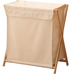 Cos de rufe, Quasar & Co.®, 1 compartimente si capac, pliabil, textil/bambus, 50 x 34 x 56.5 cm, bej