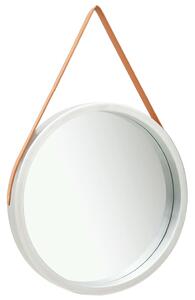 Oglindă de perete cu o curea, 60 cm, argintiu