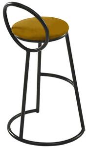 Set 2 scaune bar, Quasar & Co.®, tapitat, 50 x 40 x 93 cm, metal/catifea/burete, galben mustar