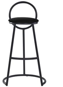 Set 2 scaune bar, Quasar & Co.®, tapitat, 50 x 40 x 93 cm, metal/catifea/burete, negru