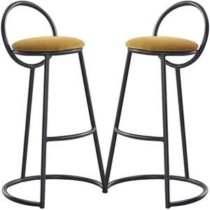 Set 2 scaune bar, Quasar & Co.®, tapitat, 50 x 40 x 93 cm, metal/catifea/burete, galben mustar