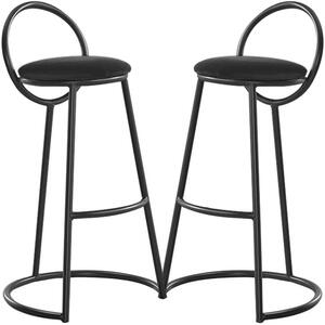 Set 2 scaune bar, Quasar & Co.®, tapitat, 50 x 40 x 93 cm, metal/catifea/burete, negru