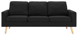 Set de canapele, 3 piese, negru, material textil