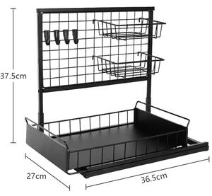 Raft universal, Quasar & Co.®, etajat, 3 compartimente, 36,5 x 27 x 37,5 cm, metal, negru