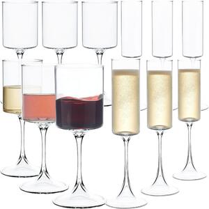 Set 12 pahare vin si sampanie, Quasar & Co.®, model evazat, 6x350 ml/6x170 ml, sticla, transparent