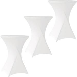 Set 3 huse masa evenimente, Quasar & Co.®, huse elastice, fete de masa elastice pentru masa cocktail, d 75-85 cm, h 110-120 cm, alb
