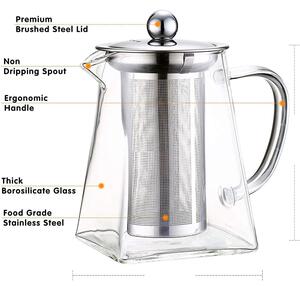 Set 2 ceainice cu infuzor Quasar & Co.®, 550 ml, recipiente pentru ceai cu infuzor si capac