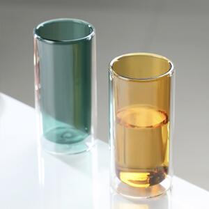 Set 4 pahare cu pereti dubli, Quasar & Co.®, sticla termorezistenta, 250 ml, d 6,5 cm, h 13 cm, multicolor