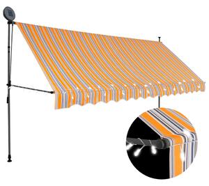 Copertină retractabilă manual cu LED, galben & albastru, 400 cm