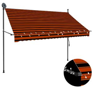 Copertină retractabilă manual cu LED, portocaliu & maro, 250 cm