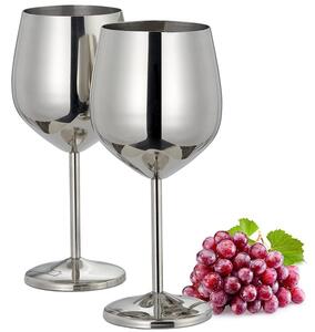 Set 4 pahare vin Quasar & Co.®, 500 ml, otel inoxidabil, h 21 cm, argintiu