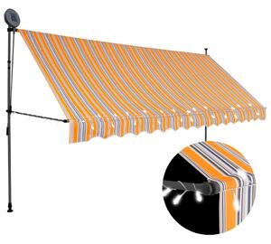 Copertină retractabilă manual cu LED, galben & albastru, 350 cm