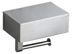 Suport hartie igienica, Quasar & Co.®, cu raft depozitare si raft servetele umede, 20.5 x 13 x 15.5 cm, metal, gri