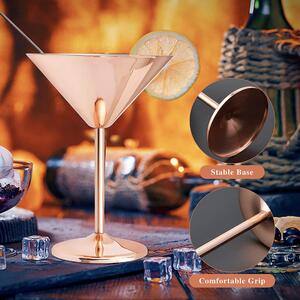 Set 2 pahare martini, Quasar & Co.®, otel inoxidabil, h 16 cm, 250 ml, rose gold metal