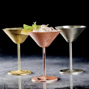 Set 2 pahare martini, Quasar & Co.®, otel inoxidabil, h 16 cm, 250 ml, Golden Blonde