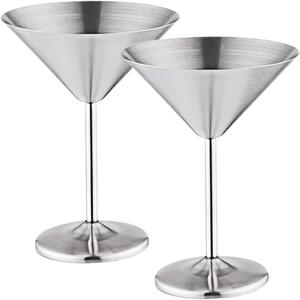 Set 2 pahare martini, Quasar & Co.®, otel inoxidabil, h 16 cm, 250 ml, argintiu