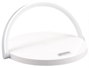 Lampa cu incarcare wireless si suport telefon, Quasar & Co.®, 3 functii, QI 10W, veioza cu 3 intensitati lumina, ABS, alb