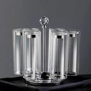 Set 4 pahare cu pereti dubli, Quasar & Co.®, sticla termorezistenta, 350 ml, transparent