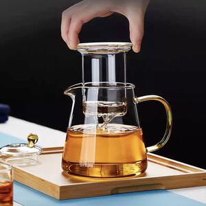 Ceainic cu infuzor de sticla, Quasar & Co.®, recipient pentru ceai/cafea, 700 ml, transparent