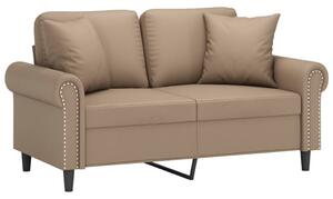 Canapea cu 2 locuri cu pernuțe, cappuccino, 120 cm, piele eco