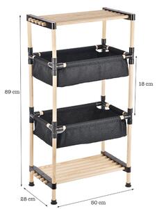 Raft modular universal, Quasar & Co.®, etajera cu 2 polite si 2 compartimente, lemn, 50 x 28 x 89 cm, natur