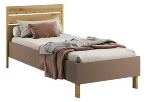 Pat Fresno AN107Single, Maro deschis, 90x200, PAL laminat, Somiera pat, 102x207x96cm