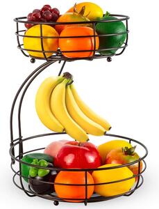 Cos metalic, detasabil, Quasar & Co.®, organizator fructe, legume, 2 niveluri, d 27,5/22 cm, h 38 cm, negru