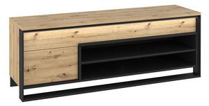 Comodă TV Luliru 128Stejar artizan, Negru, 16x6x4cm
