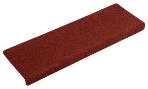 Covorașe de scări cusătură punch, 15 buc., roșu, 65x21x4 cm