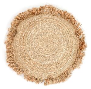Pernă decorativă din fibre de cânepă Tierra Bella Hemp, ø 45 cm, maro deschis