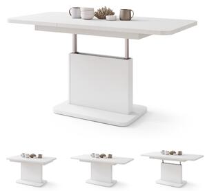 Mazzoni ASTON MINI-Z Alb Mat - MĂSUȚĂ DE CAFEA MODERNĂ EXTENSIBILĂ REGLABILĂ PE ÎNĂLȚIME MASĂ TRANSFORMABILĂ