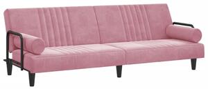 Canapea extensibilă cu cotiere, roz, catifea