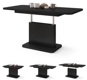 Mazzoni ASTON MINI-Z Negru Mat - MĂSUȚĂ DE CAFEA MODERNĂ EXTENSIBILĂ REGLABILĂ PE ÎNĂLȚIME MASĂ TRANSFORMABILĂ